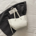 Borsa tote minimalista in pelle bianca a grana litchi per uno stile professionale - Bianco
