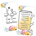 Tarjetas de cuidado para vasos con diseños de flores acuarela en papel blanco premium - 50mm x 90mm / Colorido