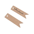 Macro view of kraft paper tags with handmade text and swallowtail shape detail - Handmade / 100 Sheets Pack / Kraft Color