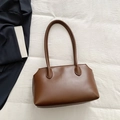 Minimalist large brown faux leather tote bag with long straps for versatile commuting - Brown