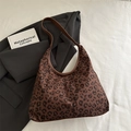 Bolso tote con estampado de leopardo, correas marrones y un elegante diseño vintage de otoño - Leopardo Café