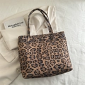 Grande borsa shopper scamosciata con stampa leopardata da donna per l'ufficio - Leopardo Cachi