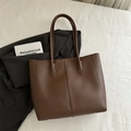 Bolso tote marrón oscuro de gran capacidad con textura vintage para la oficina - Marrón