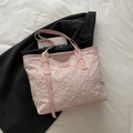 Hellrosa Shopper mit Blumenstickerei und Tidal Dryness Lederpatch für Damen - Rosa Ohne Anhänger
