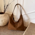 Sac hobo imprimé léopard marron en daim mat avec une étiquette en cuir chic - Article Unique Léopard Brun (6119572102456) / Marron