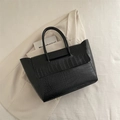 Bolso tote negro clásico con diseño de cocodrilo, gran capacidad y asas dobles superiores - Negro