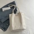 Minimalist beige suede tote bag with long straps for women's daily commute - White