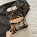 Bolso de mano retro con patchwork multicolor y texturas de piel de cocodrilo y serpiente - Marrón