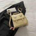 Mini sac à dos vintage en cuir beige avec boucles étoiles et bretelles réglables - Jaune