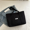 Sac fourre-tout minimaliste en velours côtelé noir avec étiquette Fashion Instinct - Noir