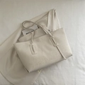 Minimalist beige leopard print tote bag with soft texture and large capacity for daily use - No Pendant / Off White
