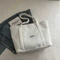 Sac fourre-tout en velours côtelé blanc avec écusson tendance et design rétro minimaliste - Blanc