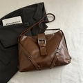 Bolso tote grande marrón retro con hebilla metálica y correa de hombro ajustable - Marrón
