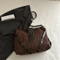 Bolso tote con estampado de leopardo marrón, hebilla de cuero y correa fina - Leopardo Café