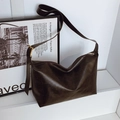 Large dark brown tote bag in matte faux leather with wide adjustable shoulder strap - Brown