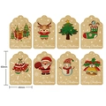 Set of 8 Kraft paper Christmas gift tags with reindeer and tree patterns, 60x40mm size - In Roll / Natural Kraft Color