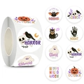 Halloween Aufkleber Rolle mit Kürbis, Fledermaus und Geist Motiven für Geschenke - 2.5cm / Stil A