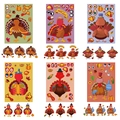 DIY Thanksgiving turkey stickers for kids featuring six colorful cartoon designs and hats - Multiple Turkey Style Combination