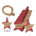 Brown and red snowflake-shaped Christmas paper tags with Merry Christmas text and twine - Red Kraft Star Style / 100pcs Pack