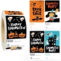 Halloween Trick or Treat gift labels roll with pumpkin and ghost designs for party favors - Style C / 74*38mm (ai-300 Pieces/Pack)