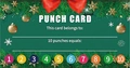 Macro detail of Christmas themed punch card with pine branches and 10 reward spots - Card 3 (50 Cards/pack)