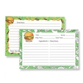 Colorful floral 4x6 inch recipe cards with food illustrations and functional layout - Green Burger Theme