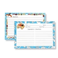 Blue Japanese sushi style 4x6 inch recipe cards with floral food illustrations - Blue Sushi Theme