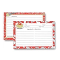Red 4x6 inch recipe cards with white hand-drawn food patterns and organized layout - Red Pasta Theme