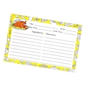 Colorful floral 4x6 recipe card with illustrated food border for kitchen organization - Yellow Roast Chicken Theme