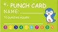 Vista dettagliata della tessera fedeltà verde con pinguino per programma premi e punteggio - Carta 11 (50 Carte/confezione)
