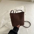 Minimalist vintage dark brown suede hobo bag with sleek leather shoulder strap - Dark Brown