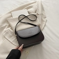 Minimalist dark brown matte leather crossbody bag with flap and fashion stamp - Brown