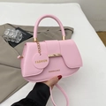 Sacoche selle rose en cuir PU avec détails dorés et poignée supérieure pour femmes - Rose