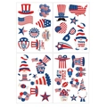 Lot de 4 planches d'autocollants Fête de l'Indépendance avec motifs gnomes bleu blanc rouge - Coloré