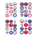 48 pegatinas Día de Independencia USA con diseños patrióticos de bandera, sombrero y fuego - 4 piezas