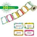 Roll of 300 colorful floral name tag stickers with 'Hello my name is' text for students - Small Roll