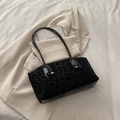 Fashionable black leopard print tote bag with smooth leather base and slim straps - Black without Pendant