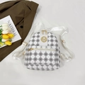 Zaino bianco da donna con logo M dorato e motivo a monogramma grigio alla moda - Bianco