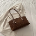 Brown leopard print tote bag with FASHION logo and long handles for women - Brown No Pendant