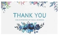 Close-up of Thank You card with floral illustrations and small business support text - Blue Green Fresh Floral Style (Style 4)
