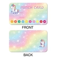 Unicorn themed student punch cards for rewards with rainbow stars and 10 punch spots - Pink