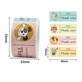 Dettaglio degli adesivi rettangolari 80x30mm con animali e testo Thank You - Stile Thank You Animali Cartoni Animati Carini / Rotolo di adesivi rettangolari