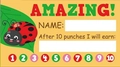 Détail de la carte de récompense coccinelle avec texte AMAZING et 10 cercles de progression - Orange