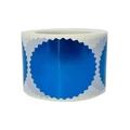 50mm metallic blue serrated edge gear stickers on a roll for gift packaging - Circular Serrated / Blue Gold