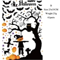 Halloween silhouette wall stickers with pumpkin, bat and black cat decor for window display - Haunted Tree Style (B) / 25*35cm