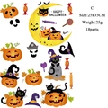 Halloween decorative wall stickers with pumpkin, black cat, and ghost, 18-piece set - Pumpkin Style (C) / 25*35cm