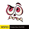 Autocollants Halloween avec yeux et dents rigolots pour décoration DIY, format de 15x15cm - Expression de Grande Bouche Drôle (WSF03)