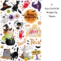 Macro shot of 76 Halloween stickers set featuring cartoon witches and spooky pumpkins - Witch Style (E) / 25*35cm