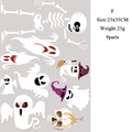 Detail view of 9-part Halloween ghost and skull sticker set with dimensions 25x35cm - Ghost Style (F) / 25*35cm