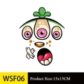 Détail d'autocollant visage de monstre 15x15cm pour décoration citrouille DIY - Monstre Rose à Trois Yeux (WSF06)